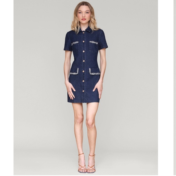 Avec Les Filles Navy Denim Mini Dress - Picture 5 of 9